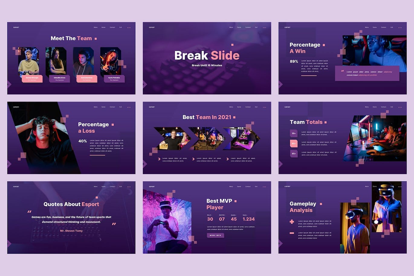 电子竞技和游戏Google幻灯片模板下载 Sparkz – Esport & Gaming Google Slides Template 幻灯图表 sucaiwan.com