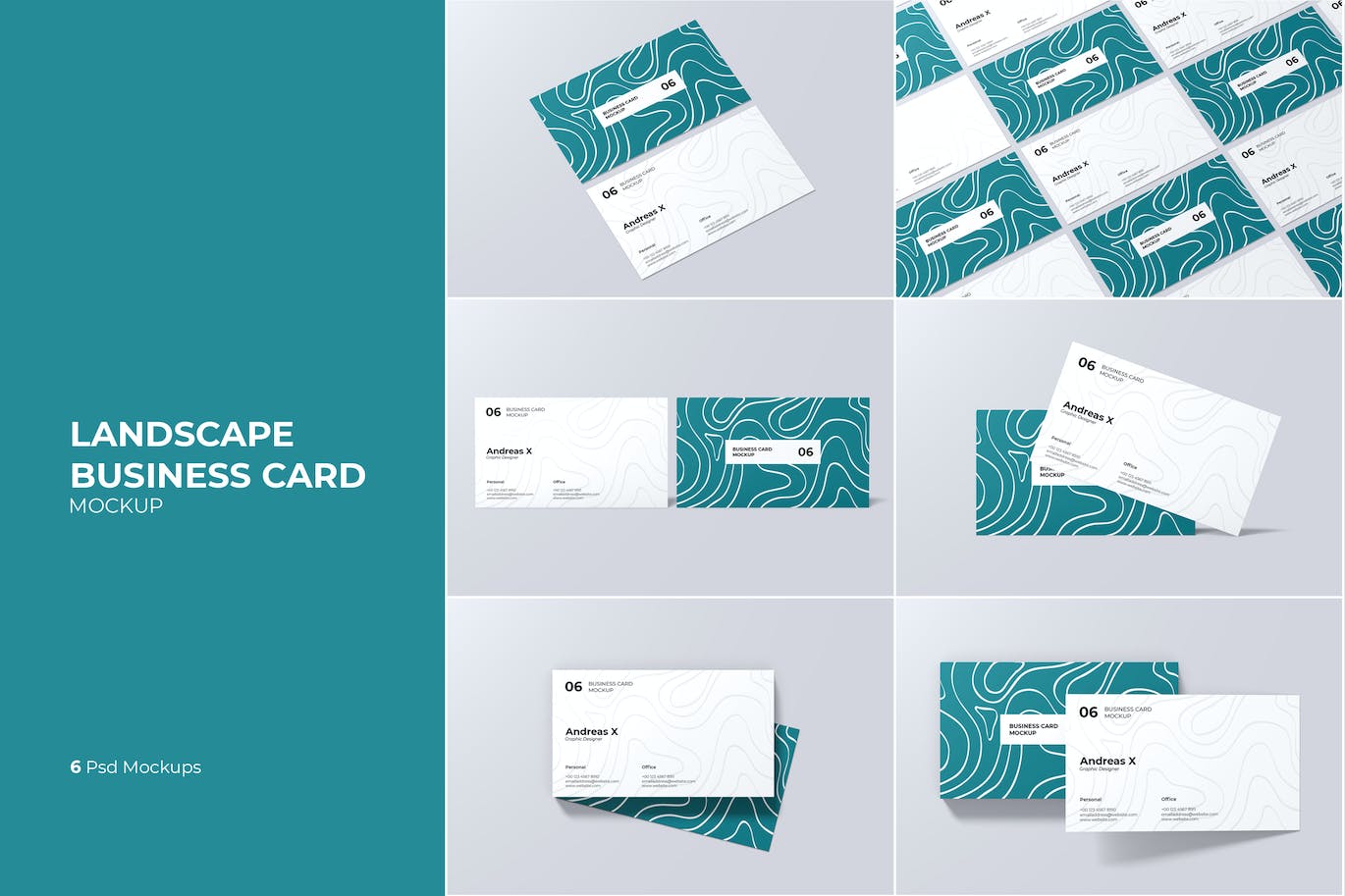 名片设计演示效果图样机 Landscape Business Card Mockup 样机素材 sucaiwan.com