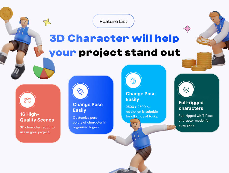 3D图标-3D人物角色UI设计插画模型PNG素材 图标素材 sucaiwan.com