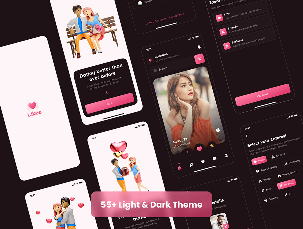 约会应用程序iOS UI套件 APP UI sucaiwan.com