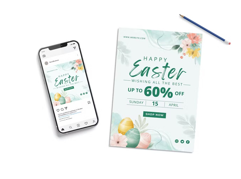 快乐复活节宣传单素材 Happy Easter Flyer 设计素材 sucaiwan.com