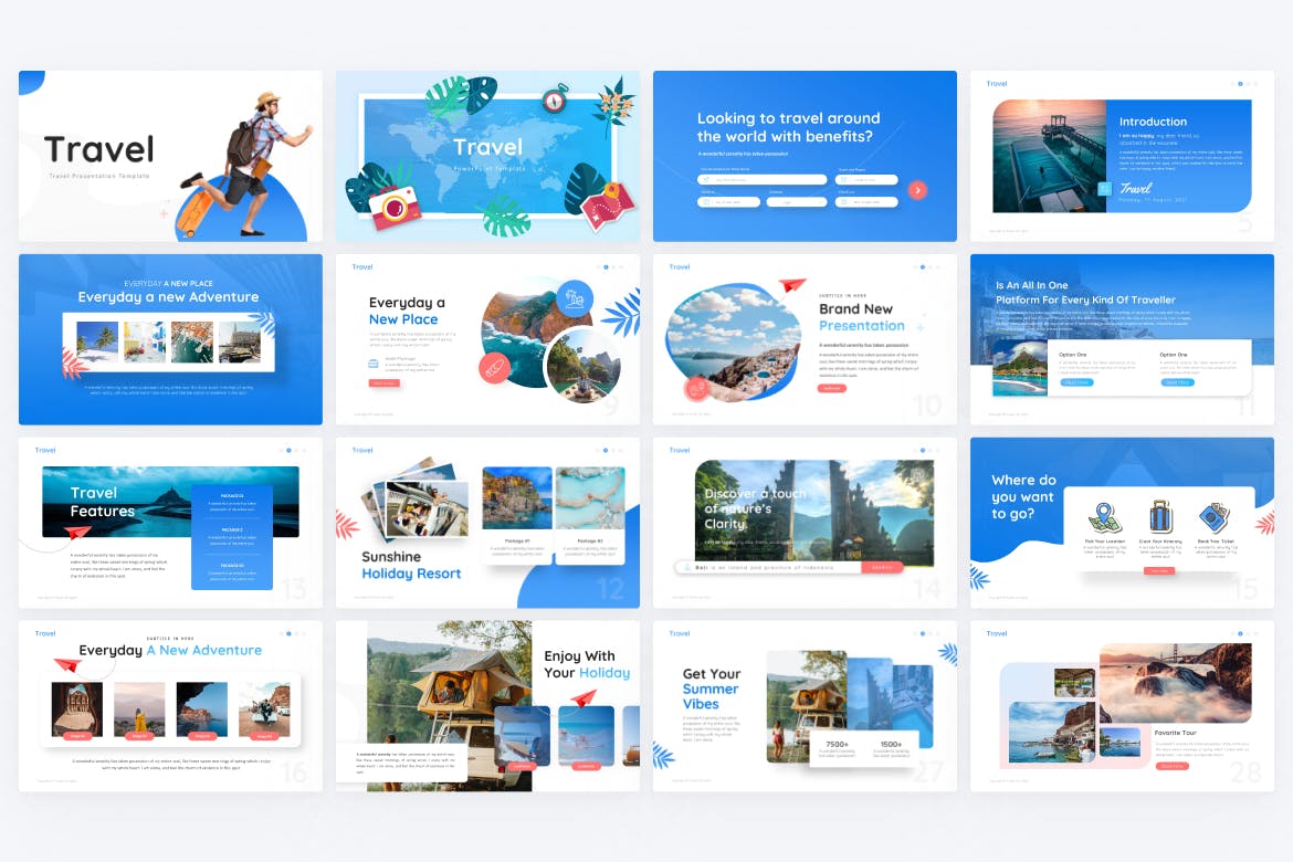 旅游创意PPT演示文稿 Travel Creative PowerPoint Template 幻灯图表 sucaiwan.com