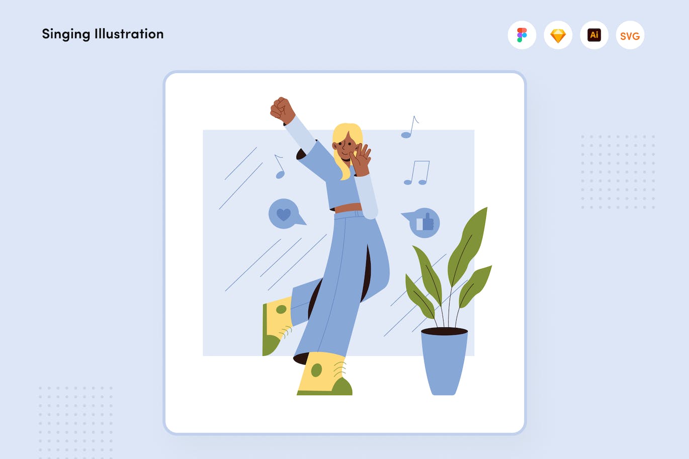 唱歌人物矢量插画 Singing Illustration 图片素材 sucaiwan.com