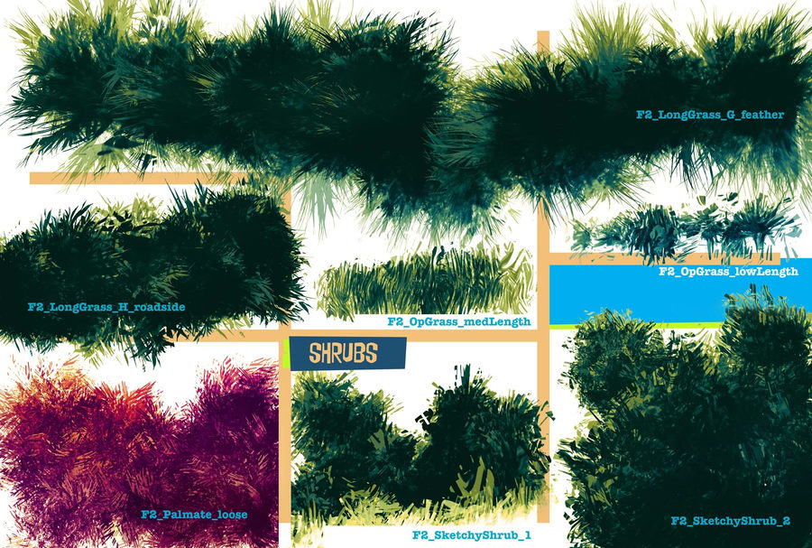 Procreate笔刷-植物树木草地图案笔刷素材 笔刷资源 sucaiwan.com