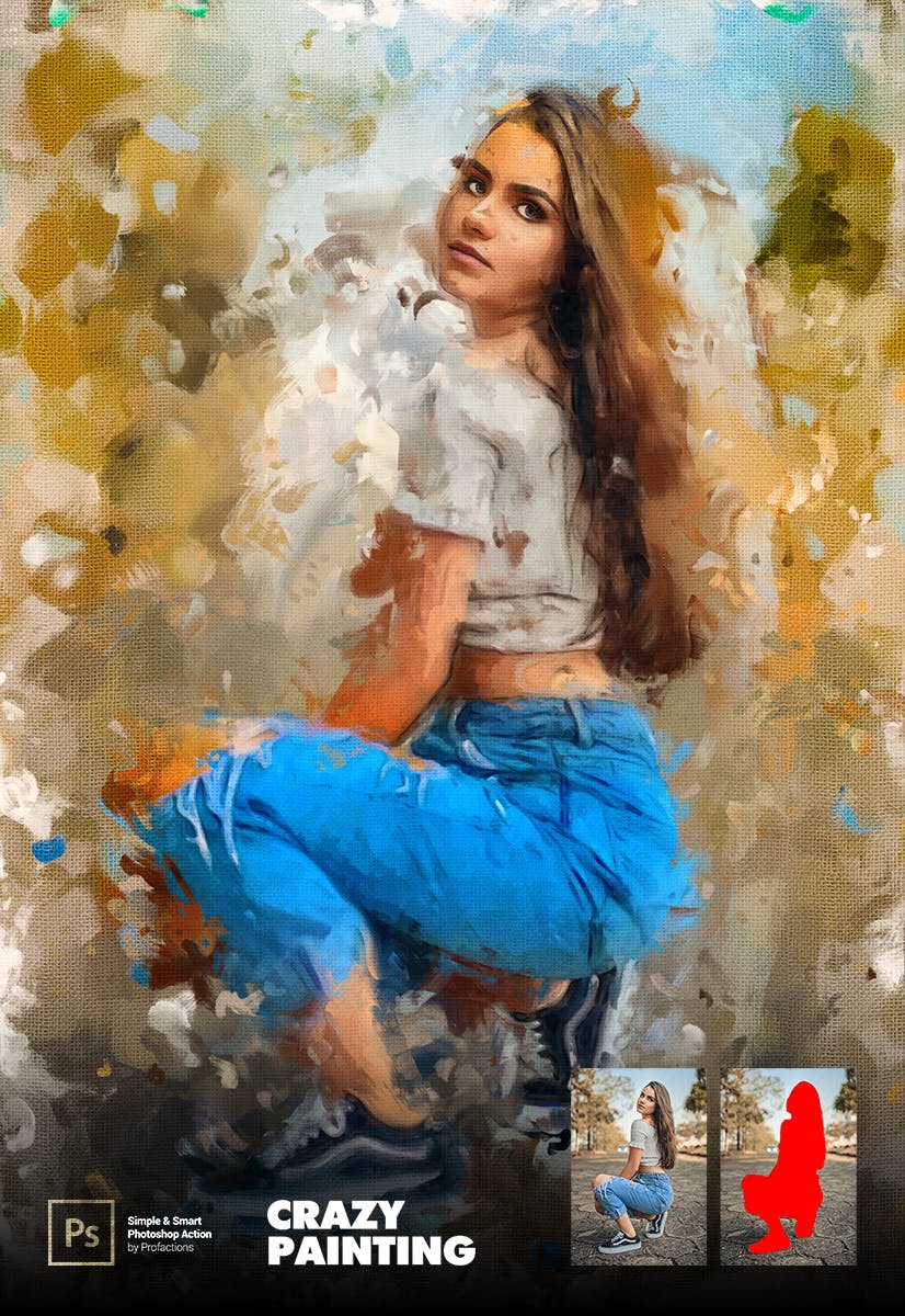 疯狂绘画效果照片处理Photoshop动作 Crazy Painting Photoshop Action 插件预设 sucaiwan.com