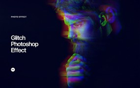 失真毛刺PS照片效果模板 Glitch Photoshop Effect