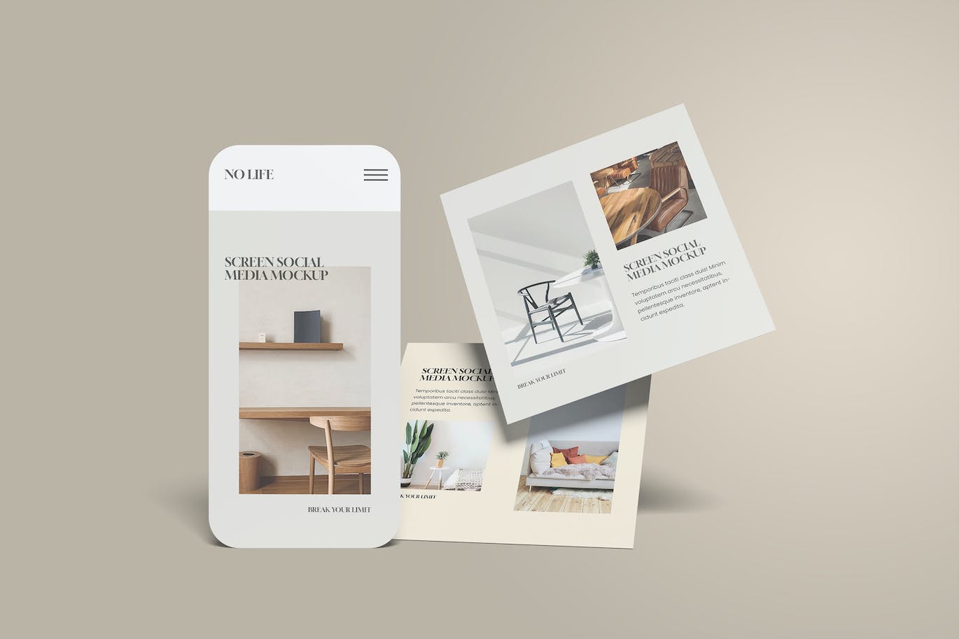 优雅的社交帖子&手机屏幕页面样机图v3 Elegant Social Media Mockup V3 样机素材 sucaiwan.com