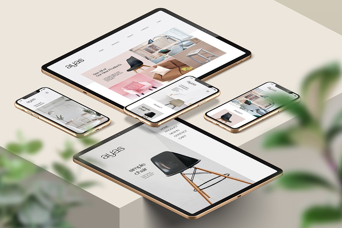 等距场景多设备响应式屏幕样机图 Responsive Screen Isometric Mockup 样机素材 sucaiwan.com