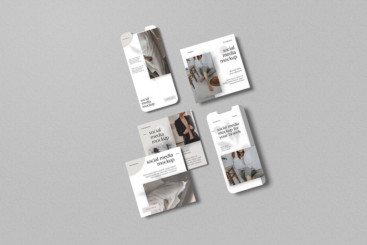 优雅的社交贴图&iPhone屏幕样机V2 Elegant Social Media Mockup V2 样机素材 sucaiwan.com