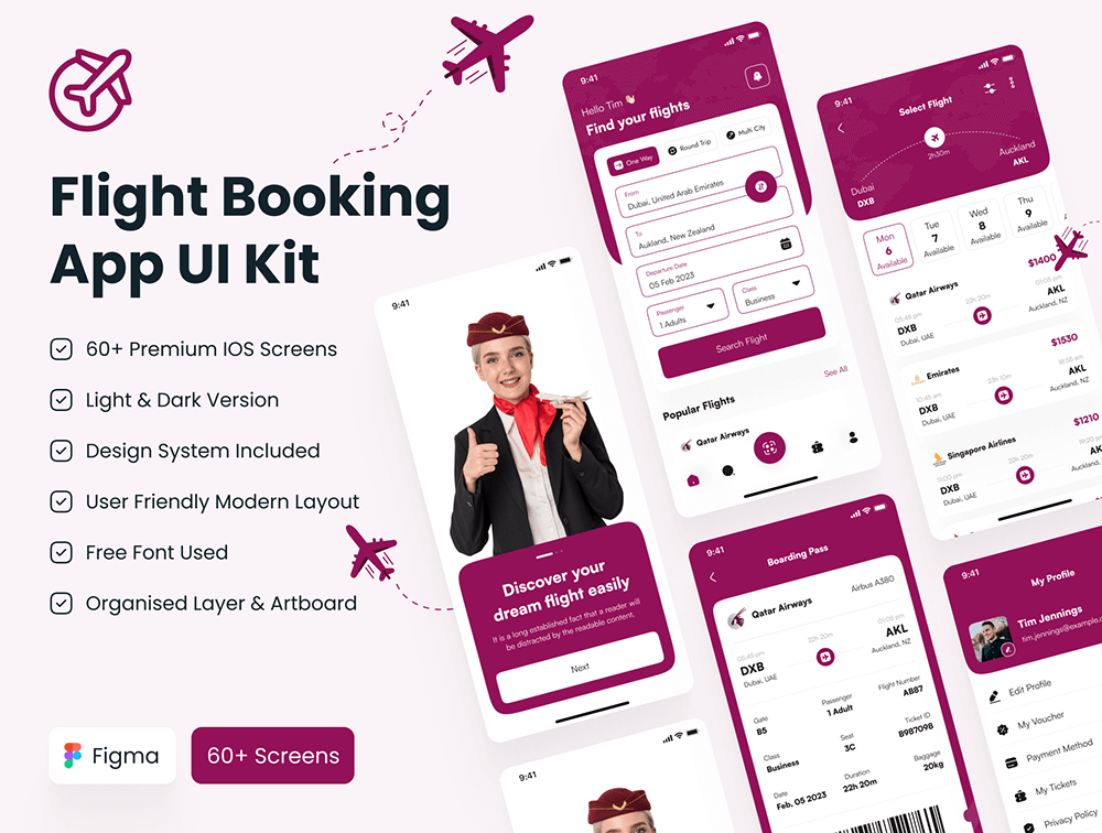 航班预订App应用程序 UI 套件 APP UI sucaiwan.com
