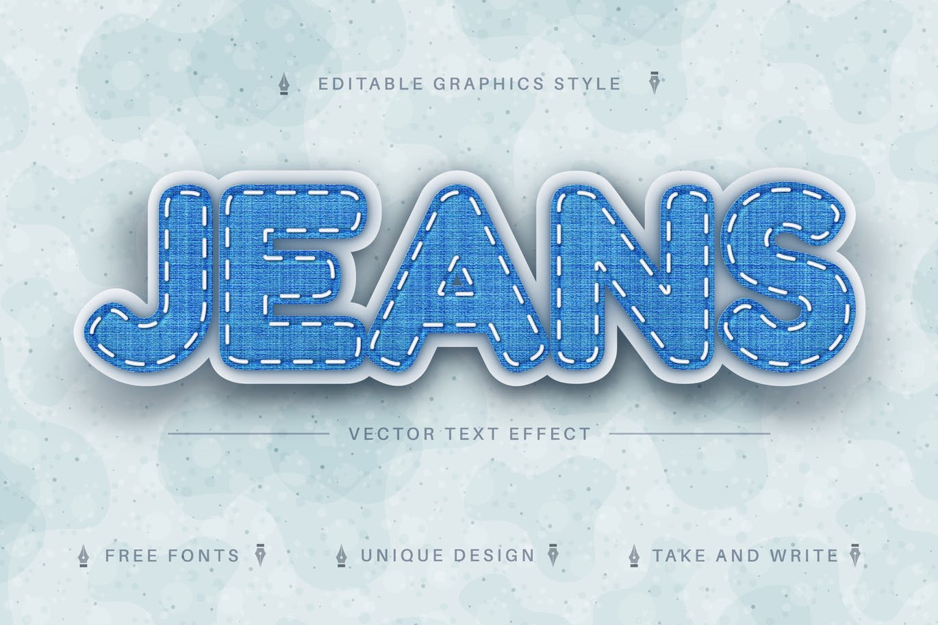 牛仔裤纺织矢量文字效果字体样式 Jeans Textile – Editable Text Effect, Font Style 插件预设 sucaiwan.com