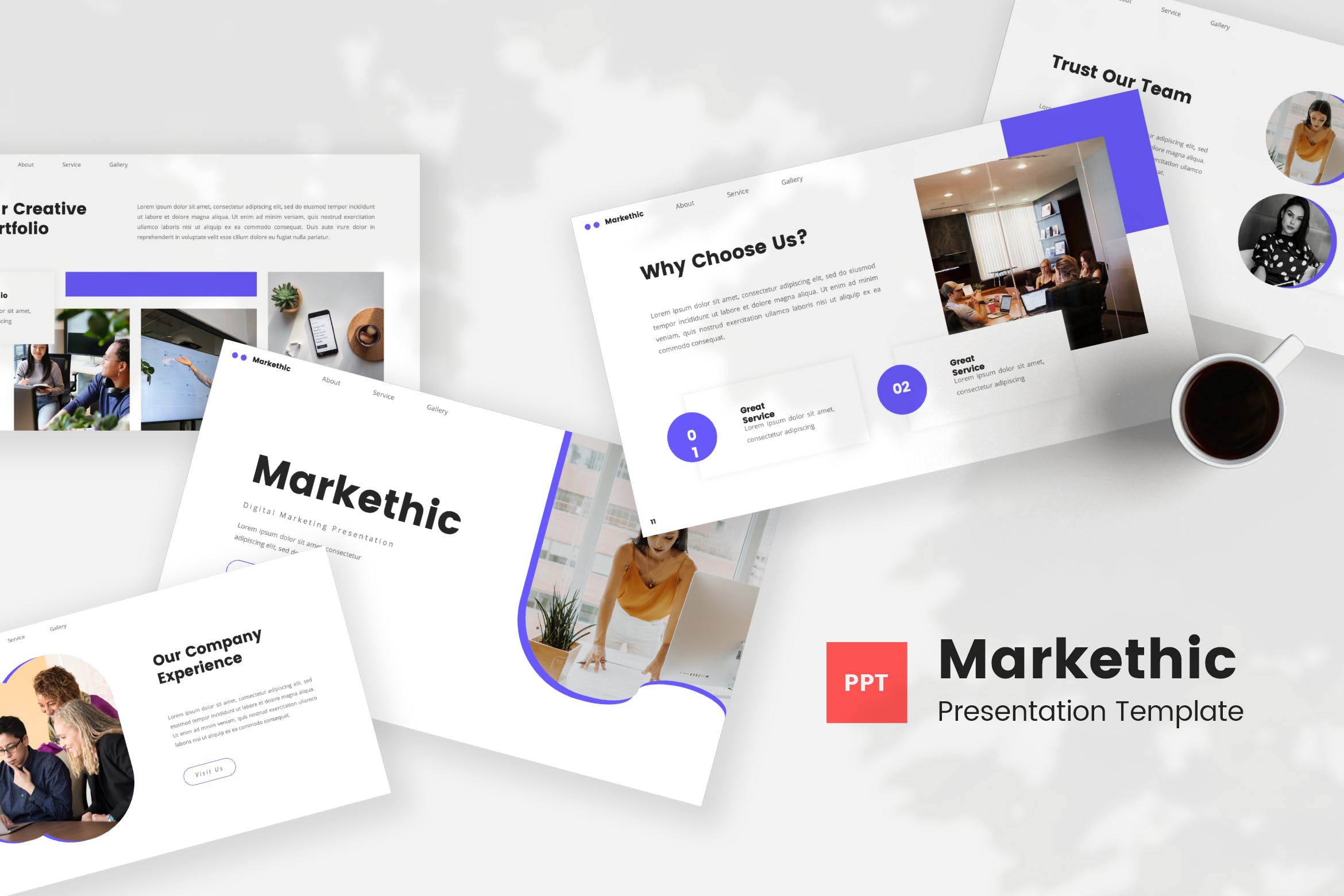 数字营销PPT演示幻灯片模板 Markethic – Digital Marketing PowerPoint Template 幻灯图表 sucaiwan.com