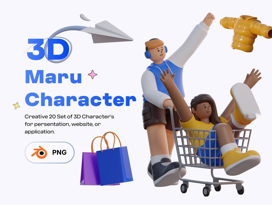 3D图标-3D人物角色UI设计插画模型PNG素材 图标素材 sucaiwan.com