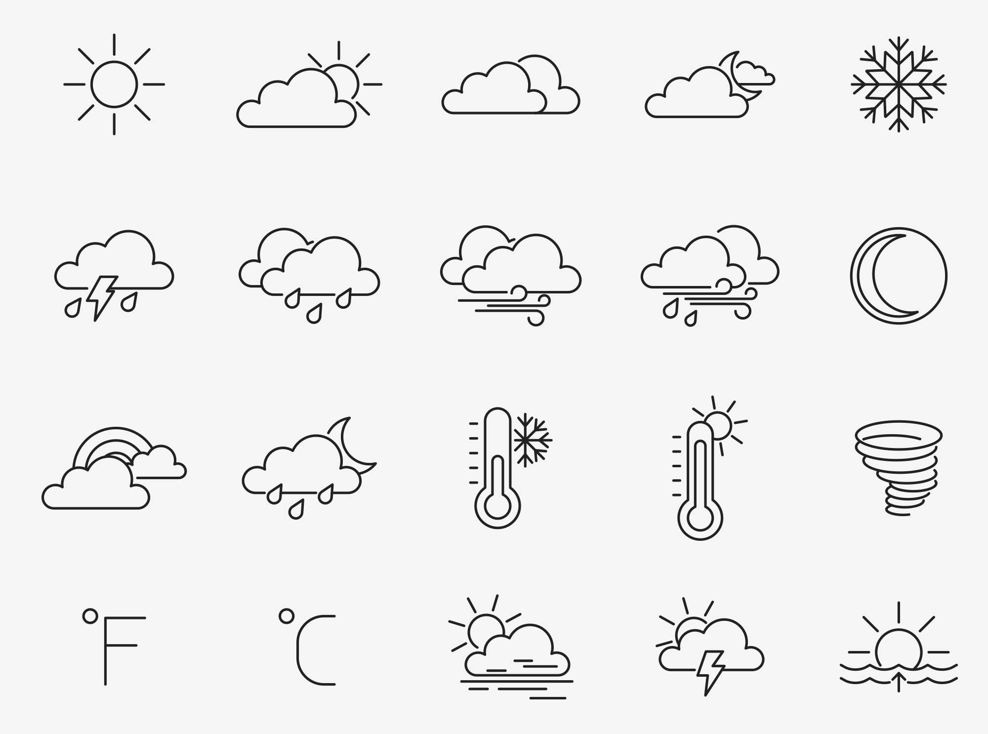 80个天气矢量图标 80 Weather Vector Icons 图标素材 sucaiwan.com