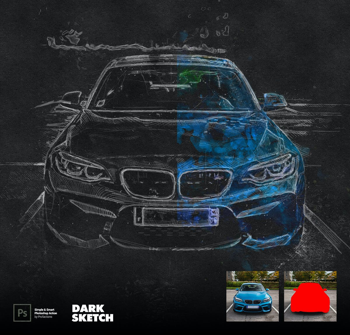 深色素描效果照片处理Photoshop动作 Dark Sketch Photoshop Action 插件预设 sucaiwan.com