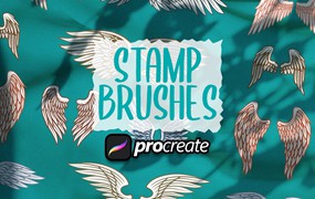 羽翼Procreate印章绘画笔刷素材 Wing Stamp Brush Procreate
