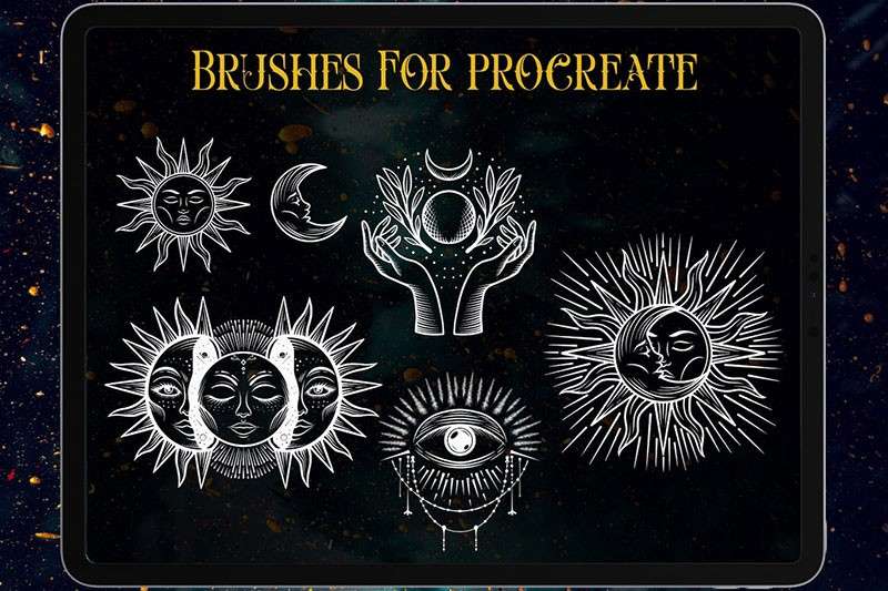 古希腊太阳神符号Procreate笔刷 笔刷资源 sucaiwan.com