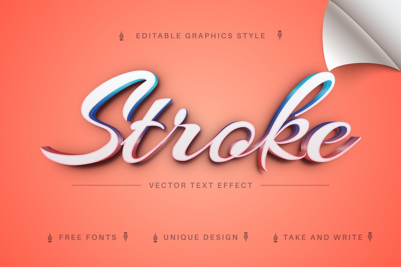 3D连字矢量文字效果字体样式 Beauty Stroke – Editable Text Effect, Font Style 插件预设 sucaiwan.com