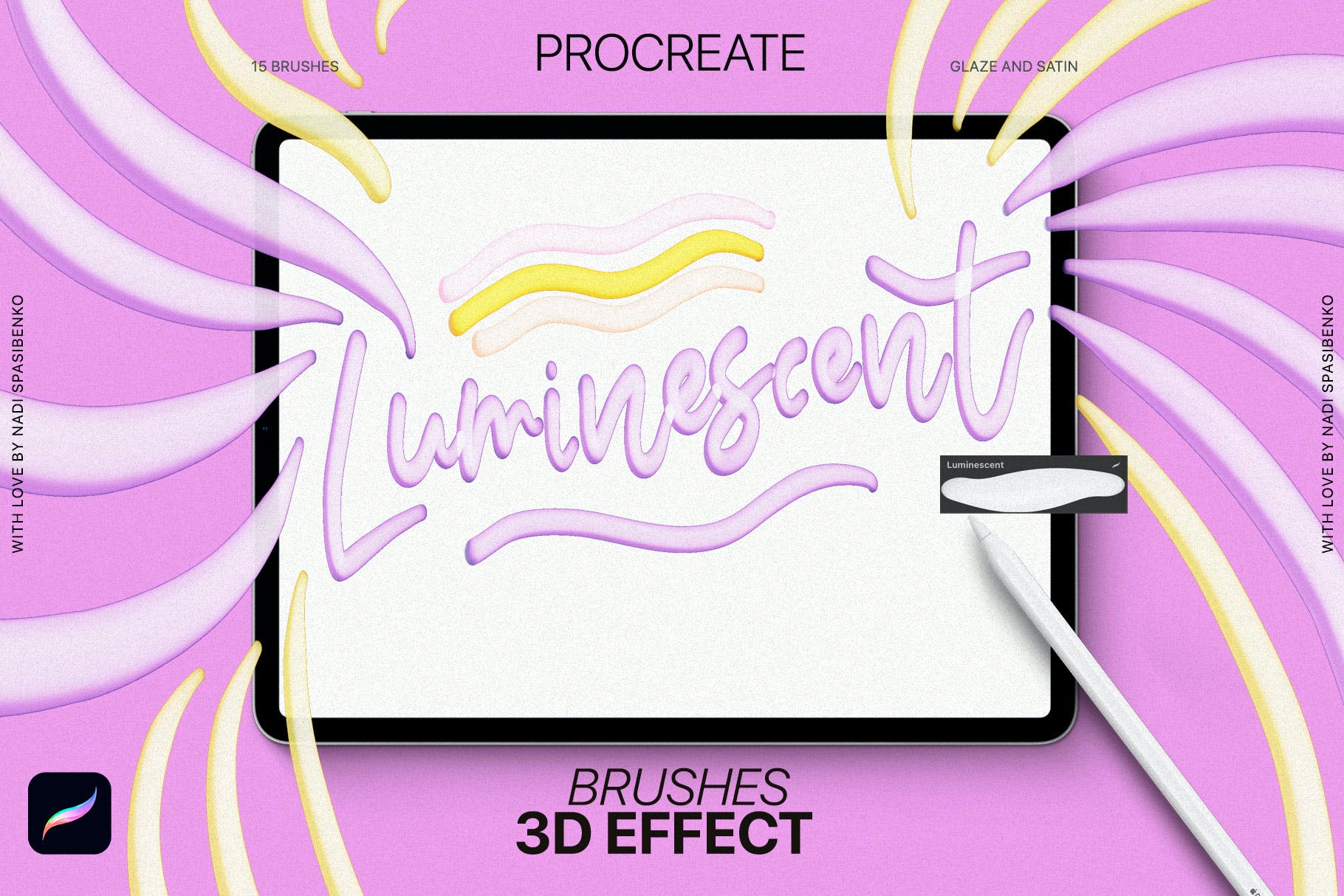 3D效果Procreate画笔 3D effect Procreate Brushes 笔刷资源 sucaiwan.com