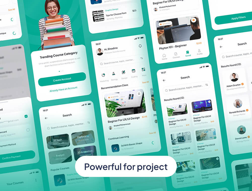 在线课程App应用程序UI套件 APP UI sucaiwan.com