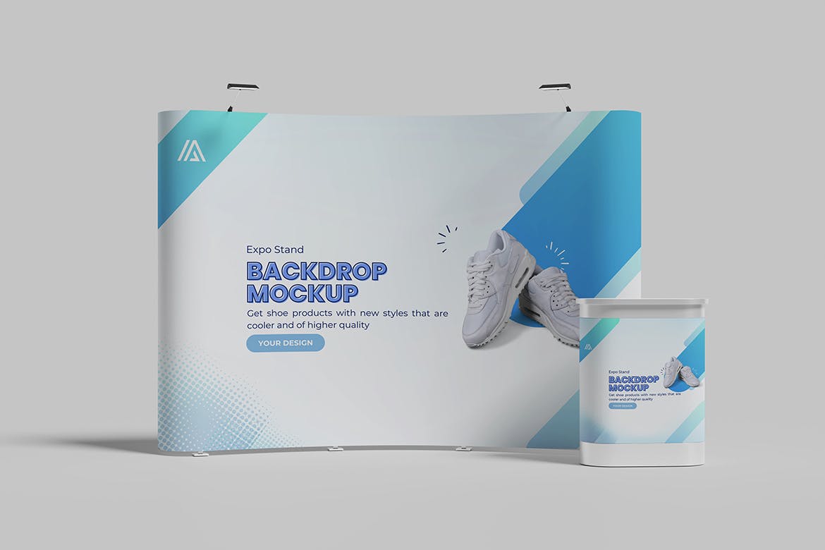 展厅展台背景广告展示样机 Expo Stand Backdrop Mockup 样机素材 sucaiwan.com
