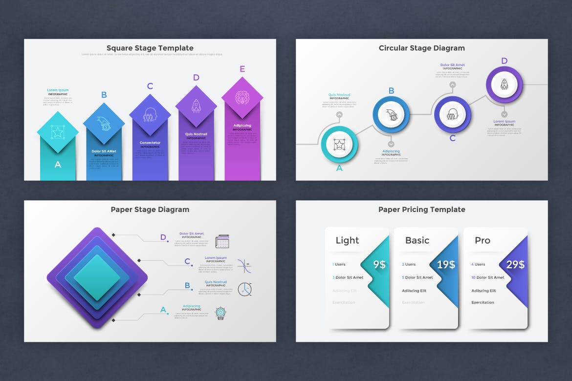 20个彩色纸风格现代信息图表模板 20 Infographic Templates v.8 幻灯图表 sucaiwan.com