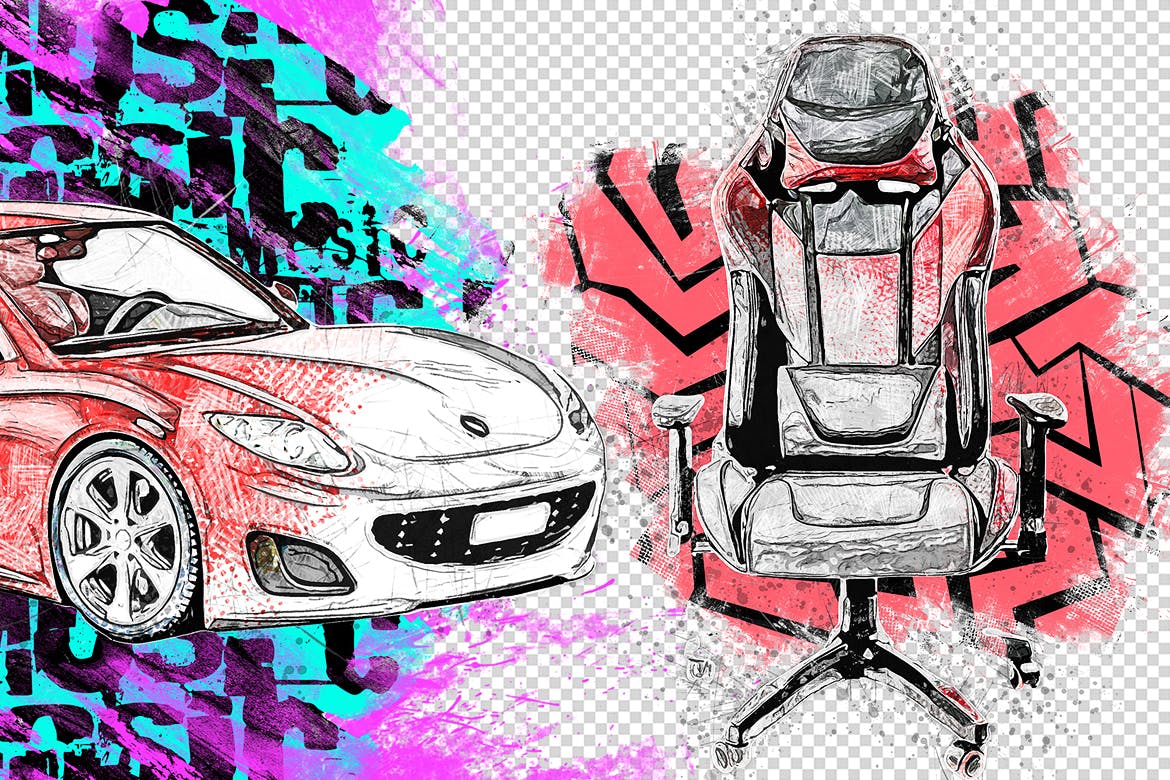 油画素描效果照片处理Photoshop动作 Paint Sketch Photoshop Action 插件预设 sucaiwan.com
