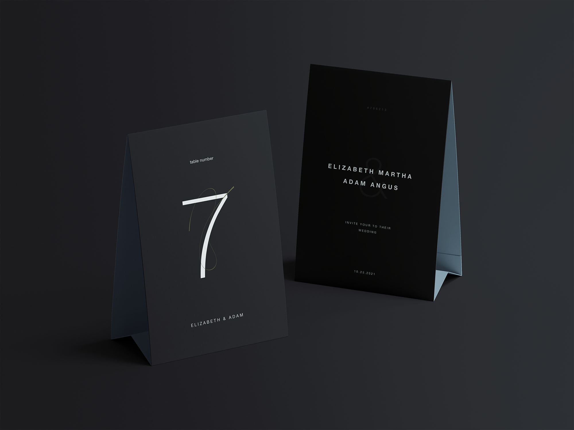 双垂直餐牌餐桌编号样机 （PSD） Twin Vertical Table Tents Mockup (PSD) 样机素材 sucaiwan.com