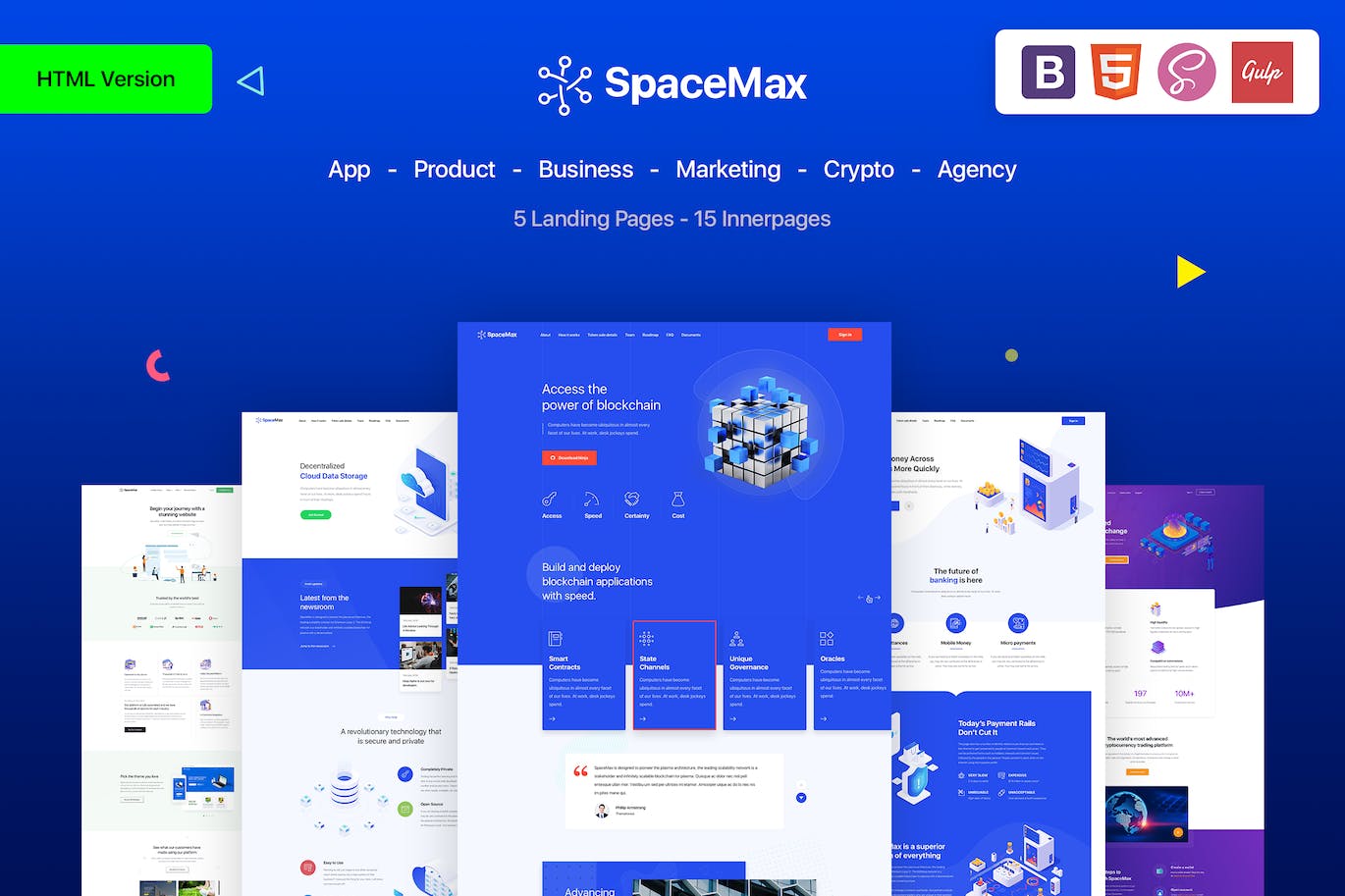 多用途网站着陆页HTML模板 SpaceMax – Multipurpose HTML Template APP UI sucaiwan.com