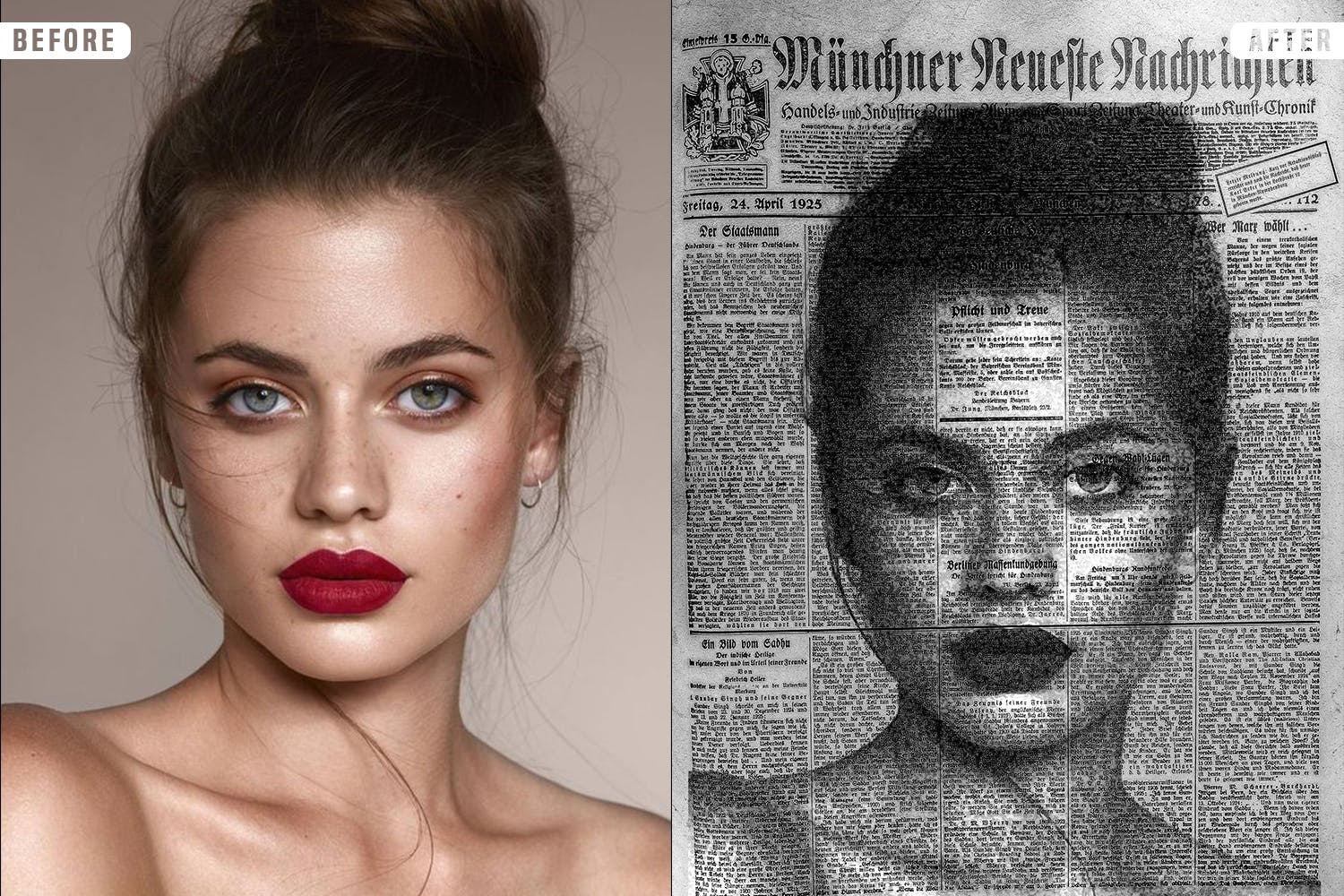 印刷报纸PS照片效果动作 News Paper Photoshop Effect 插件预设 sucaiwan.com