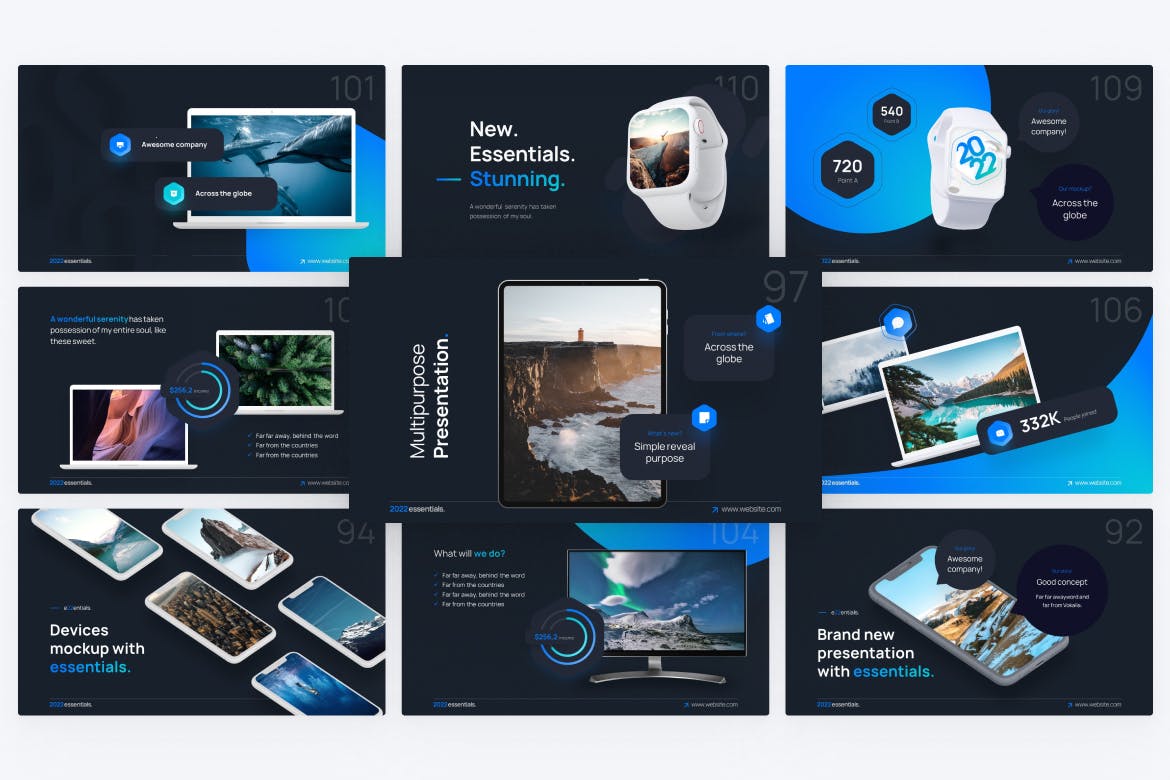 响应式设备样机PPT素材 Device Mockup PowerPoint Template 幻灯图表 sucaiwan.com