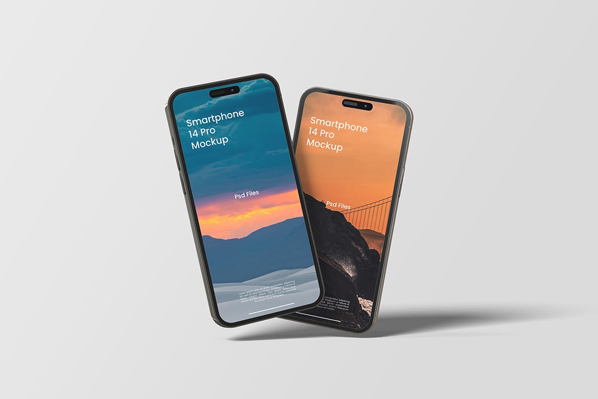 16种不同样式iPhone 14 Pro手机样机图 Smartphone 14 Pro Mockup 样机素材 sucaiwan.com