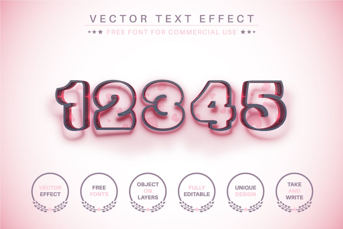 心形轮廓矢量文字效果字体样式 Heart Outline – Editable Text Effect, Font Style 插件预设 sucaiwan.com