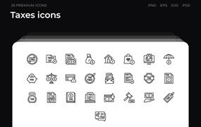 25枚税款主题简约线条矢量图标 Taxes icons