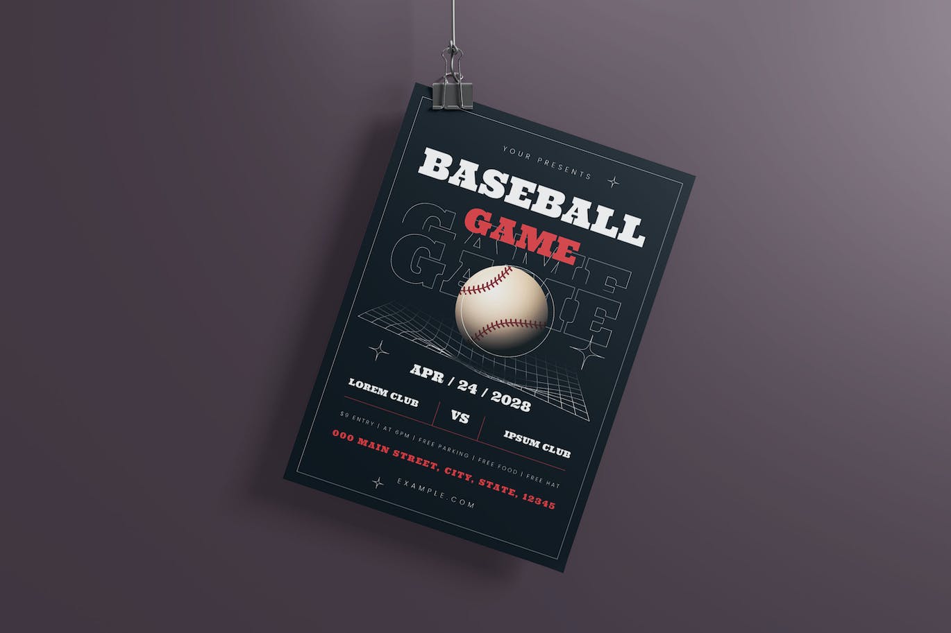 棒球比赛活动海报素材 Baseball Game Flyer Set 设计素材 sucaiwan.com