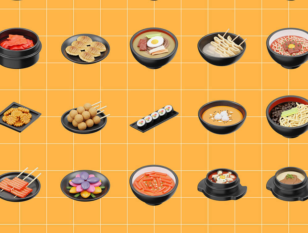 韩国食品3D图标插画 图标素材 sucaiwan.com