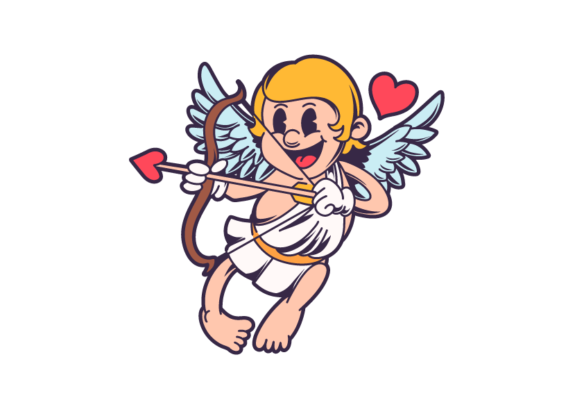 丘比特复古卡通插画集 Cupid Retro Cartoon Illustration Set 图片素材 sucaiwan.com