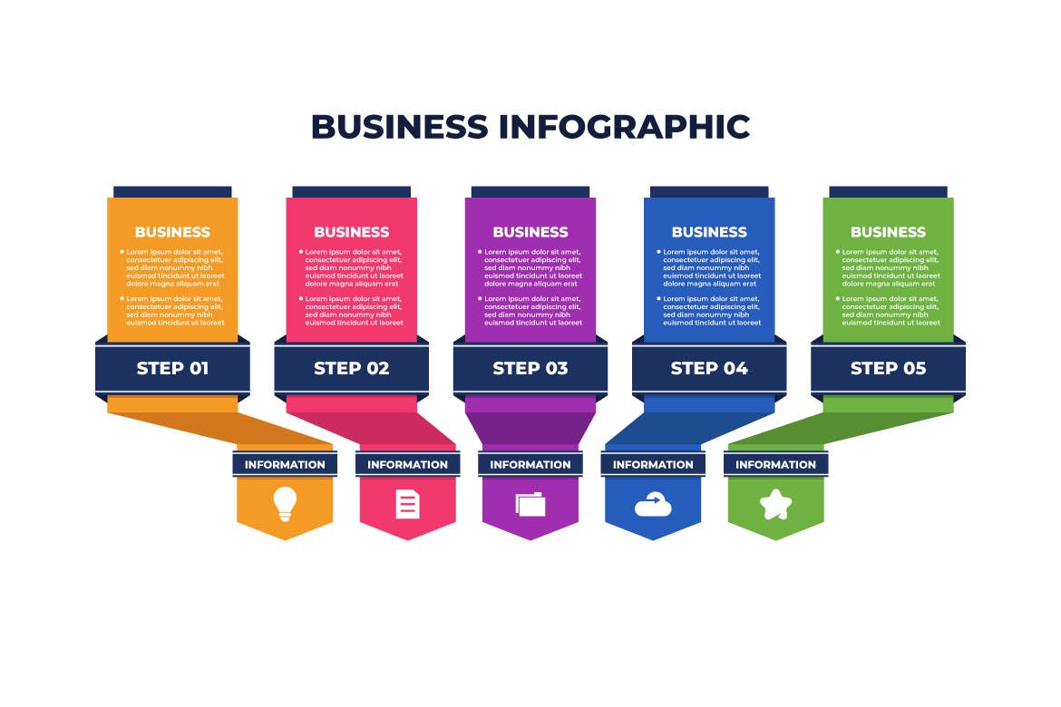 丰富多彩商业信息图表扁平设计模板 Colorful Business Infographic Flat Design 幻灯图表 sucaiwan.com
