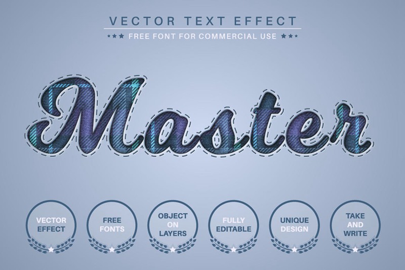 牛仔裤格纹矢量文字效果字体样式 Jeans Tartan – Editable Text Effect, Font Style 插件预设 sucaiwan.com