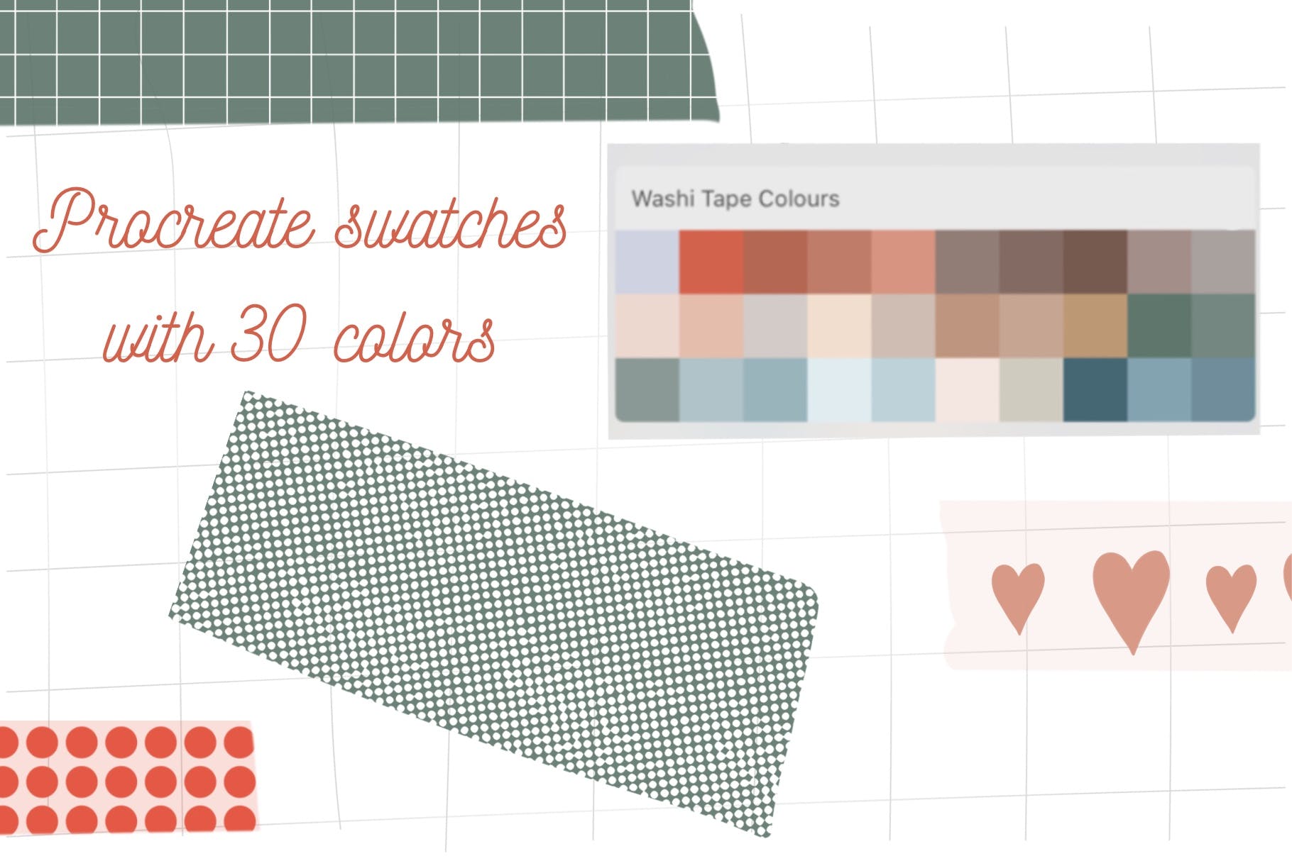 纸胶带创作Procreate笔刷 Washi tape creator for Procreate 笔刷资源 sucaiwan.com