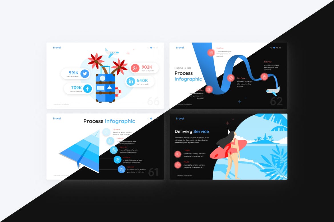 旅游创意PPT演示文稿 Travel Creative PowerPoint Template 幻灯图表 sucaiwan.com