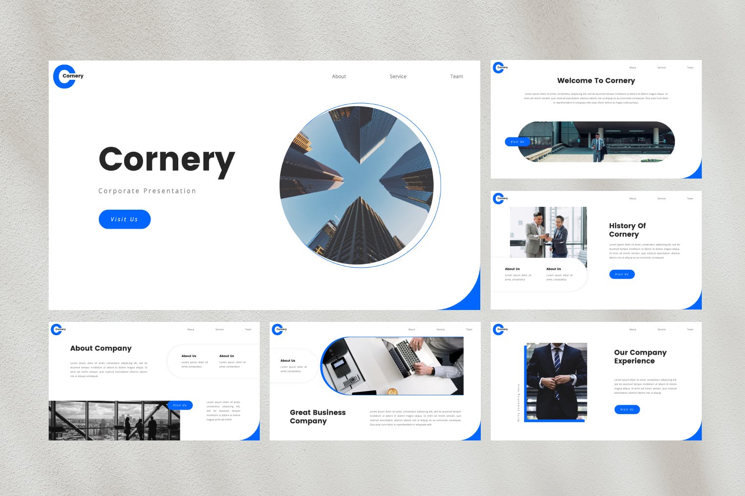 企业公司PPT素材 Cornery – Corporate PowerPoint Template 幻灯图表 sucaiwan.com