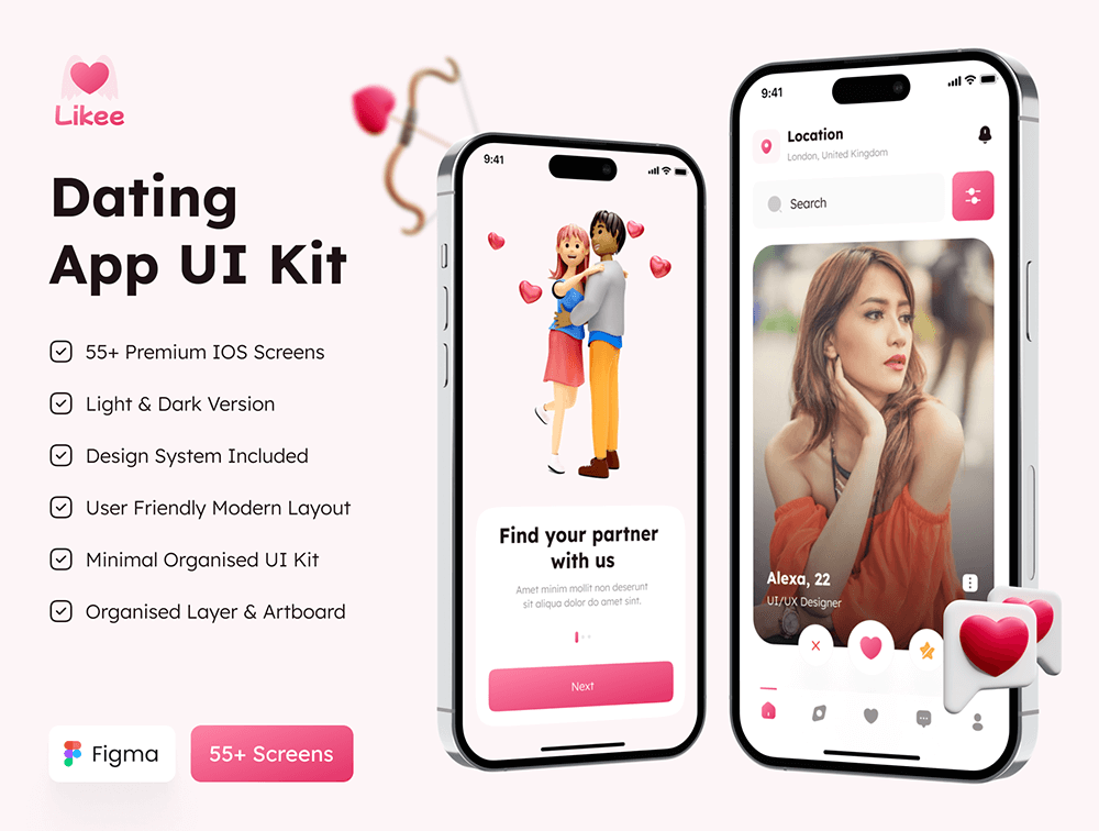 约会应用程序iOS UI套件 APP UI sucaiwan.com