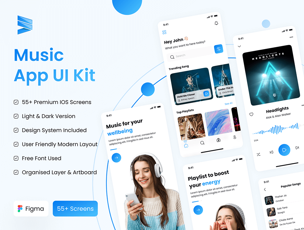 音乐应用程序iOS UI套件 APP UI sucaiwan.com