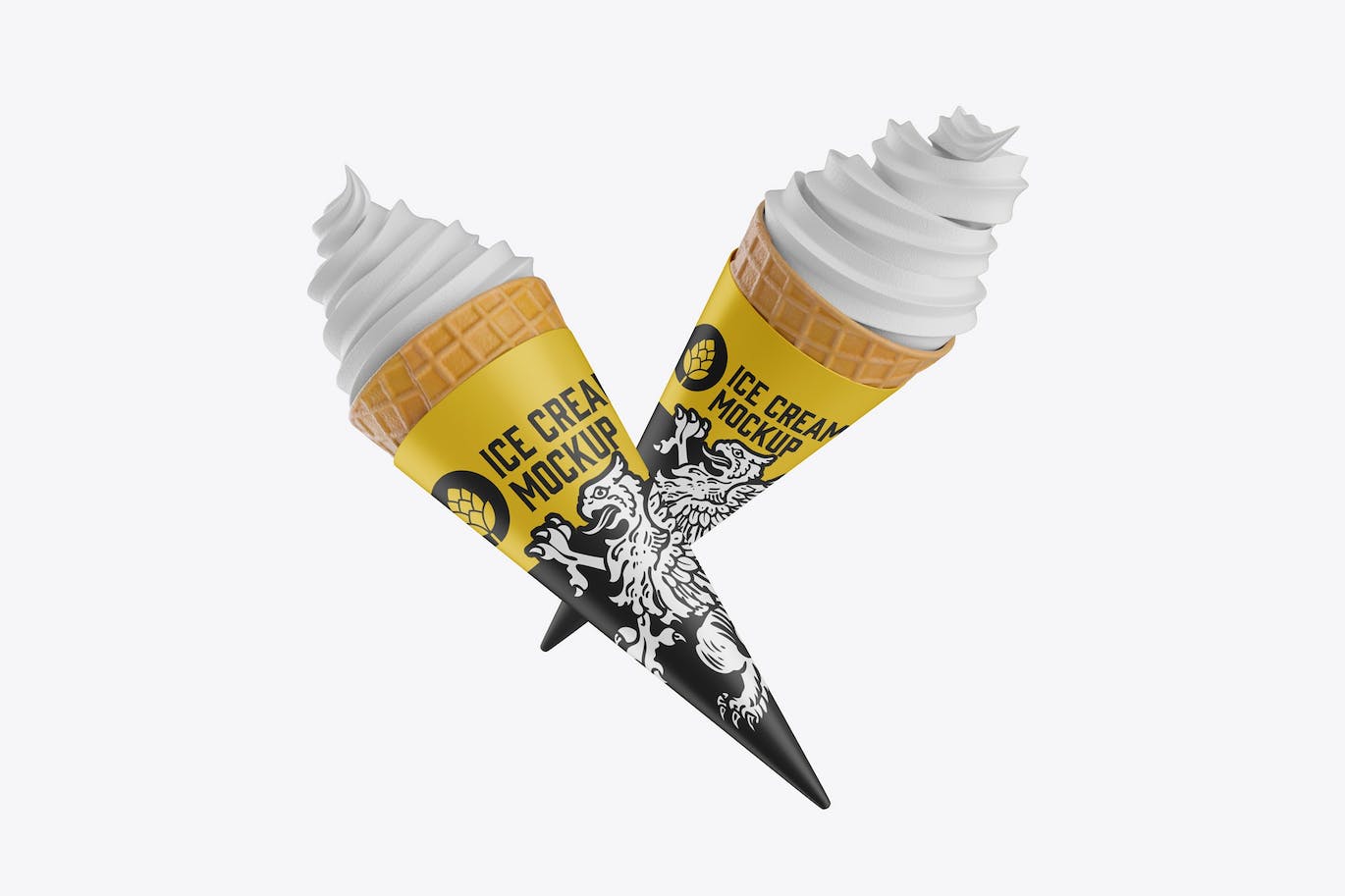 锥形冰淇淋包装设计样机 Soft Ice Cream Cone Mockup 样机素材 sucaiwan.com