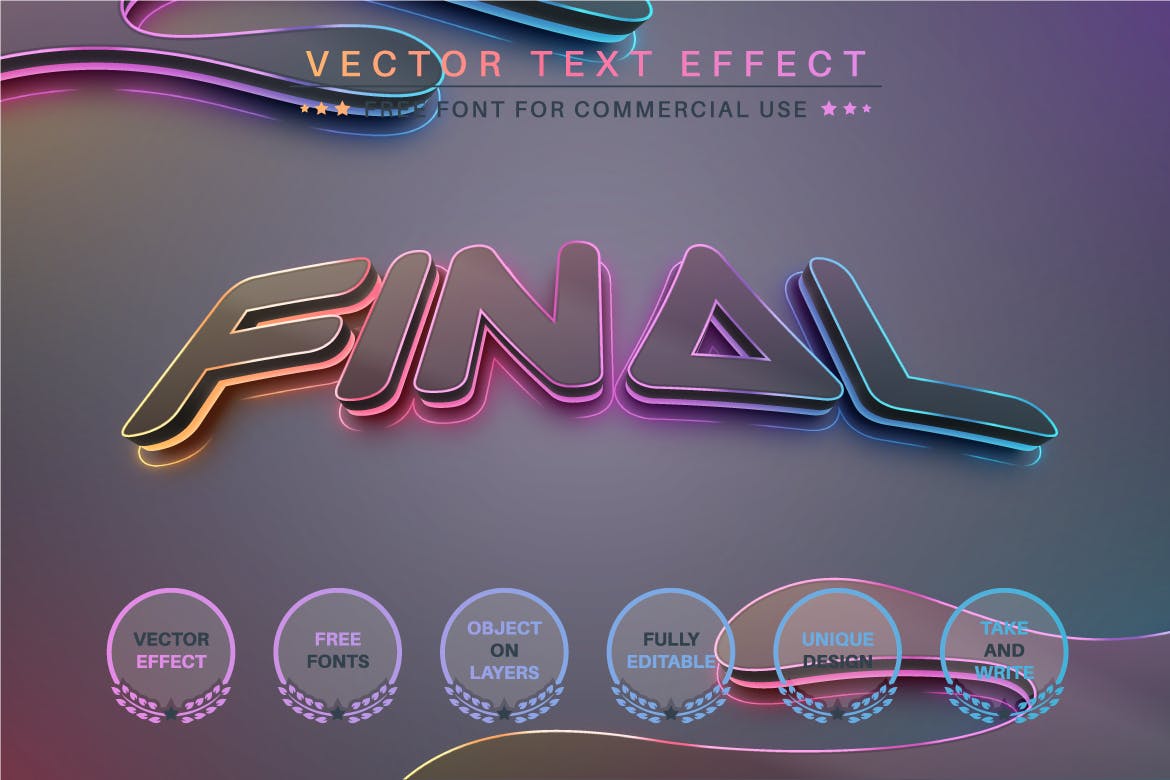 魔法发光矢量文字效果字体样式 Magic Glow – Editable Text Effect, Font Style 插件预设 sucaiwan.com
