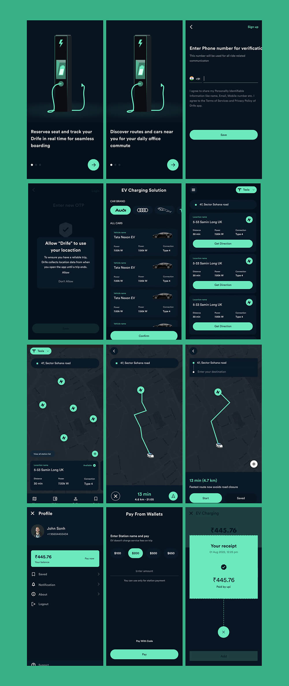 EV汽车充电解决方案移动应用程序UI套件 APP UI sucaiwan.com