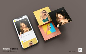 手机屏幕Instagram帖子展示样机图 Phone Screen Instagram Post