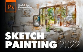 素描绘画效果照片处理ps动作 Sketch Painting Photoshop Action