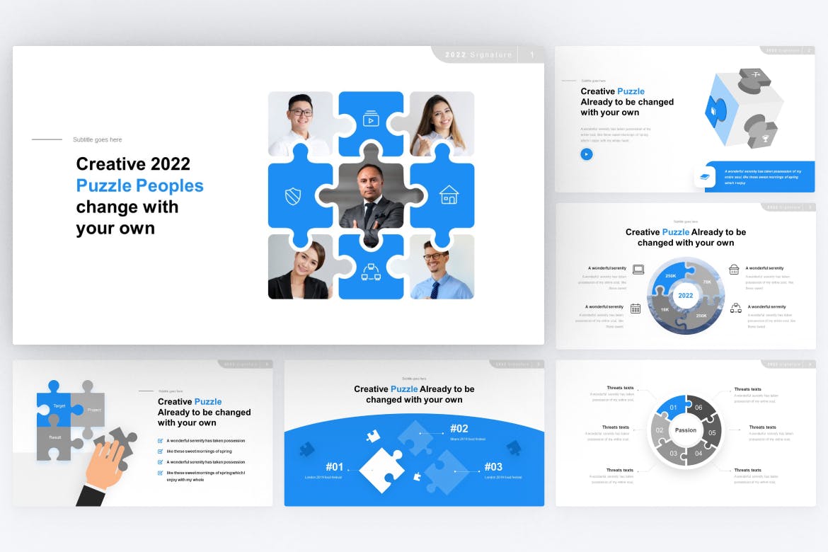 拼图图表Powerpoint模板下载 Puzzle Diagram PowerPoint Template 幻灯图表 sucaiwan.com